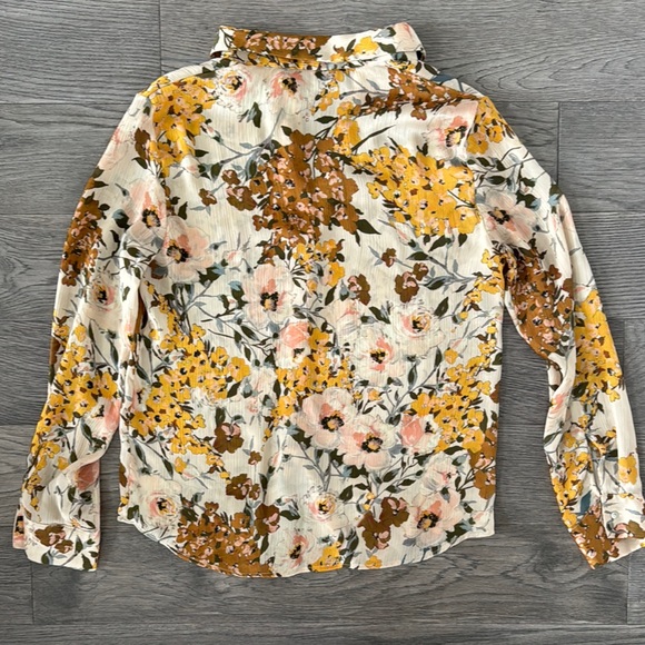 🌼ZARA🌼 Floral Plisse Button-Down Blouse, Size M - Picture 10 of 10